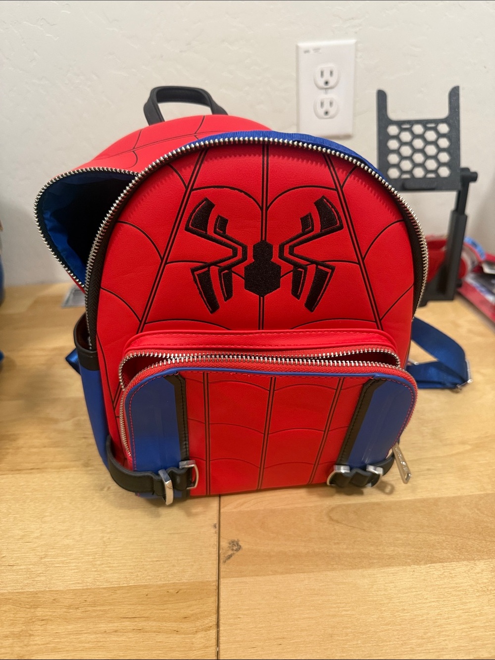 Loungefly Red and Blue Spider-Web Mini Backpack